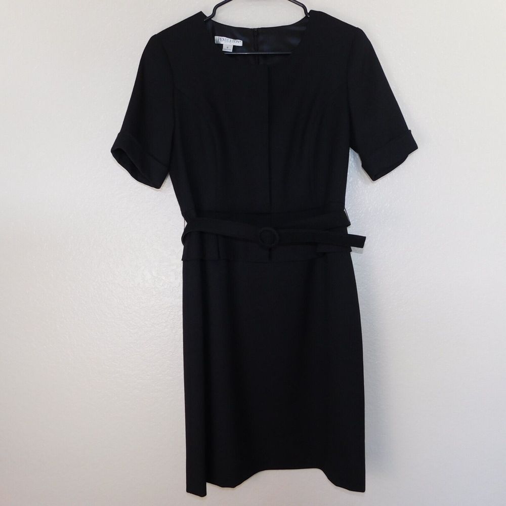 Pendleton Belted Women's Size 6 Petites Black Dress Made in USA Virgin Wool